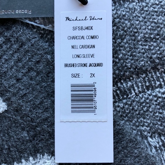 Michael Stars Cardigan Nell Charcoal Combo Brush Stroke Stripe Size 2X - Picture 7 of 11